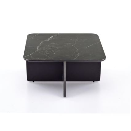 Komplekts konferenču galdiņš KORO 70x70 cm + 2x taburetes melnas/brūnas
