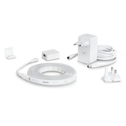 KOMPLEKTS - LED RGBW Aptumšojama josla Philips Hue WHITE AND COLOR AMBIANCE 2m LED/20W/230V + 2x LED Aptumšojama spuldze Philips A60 E27/9W/230V 2000-6500K