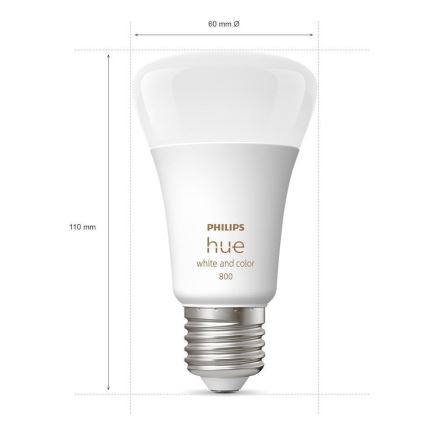 KOMPLEKTS - LED RGBW Aptumšojama josla Philips Hue WHITE AND COLOR AMBIANCE 2m LED/20W/230V + 2x LED Aptumšojama spuldze Philips A60 E27/9W/230V 2000-6500K