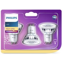 KOMPLEKTS of 3 LED Bulbs Philips GU10/3.5W/230V 2700K
