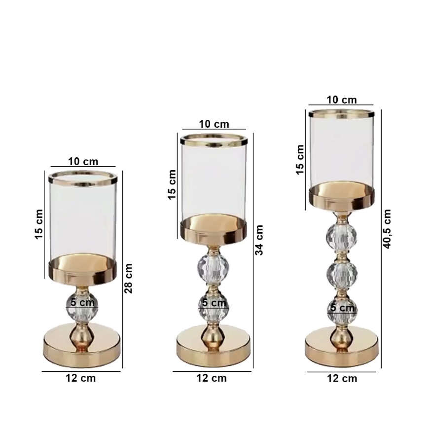 Komplekts — 3 zelta svečturi