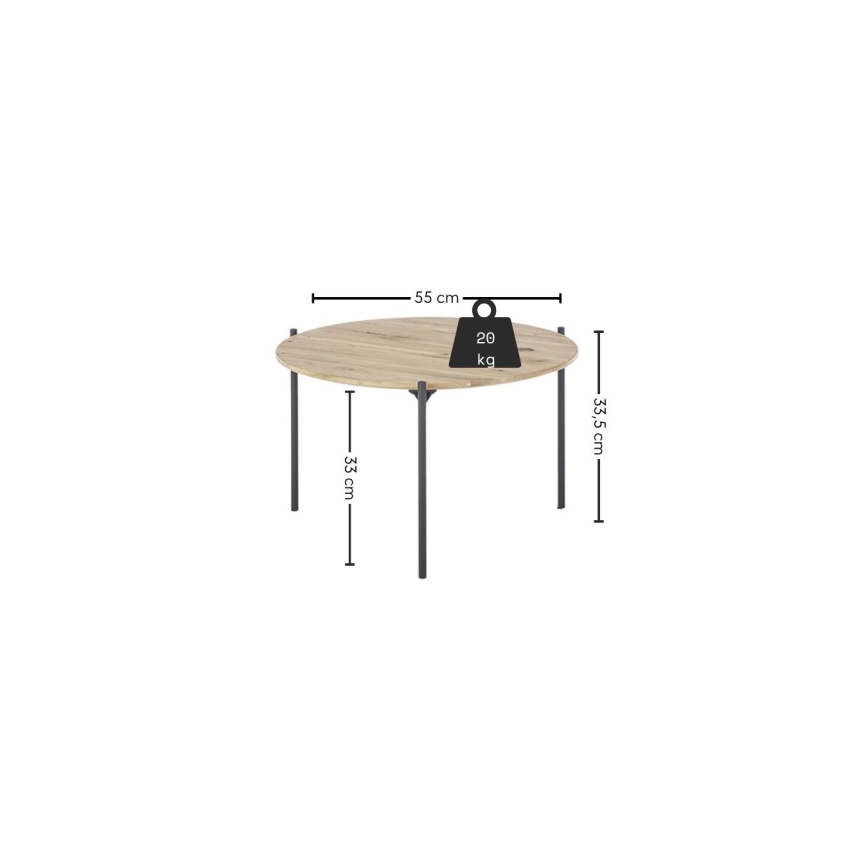 Konferenču galdiņš AURA Ø 55 cm, ozols/antracīts