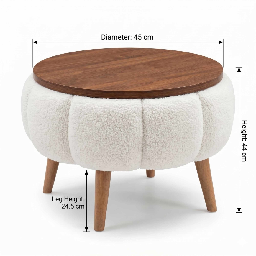 Konferenču galdiņš FELPO Ø 45 cm balts/rieksts
