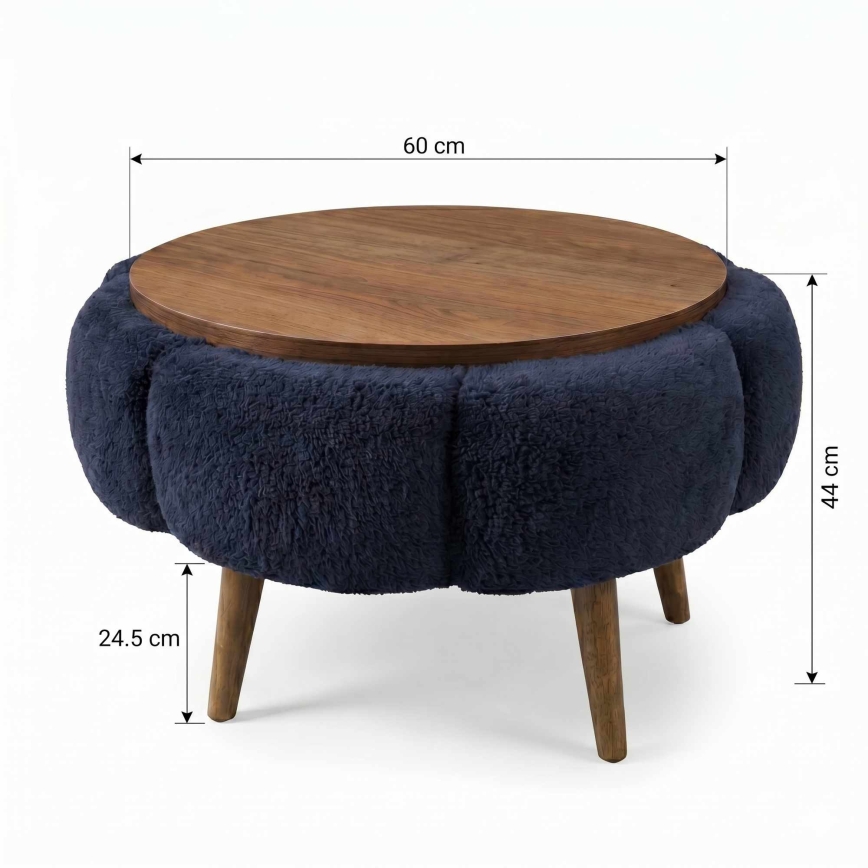 Konferenču galdiņš FELPO Ø 60 cm zils/valrieksts