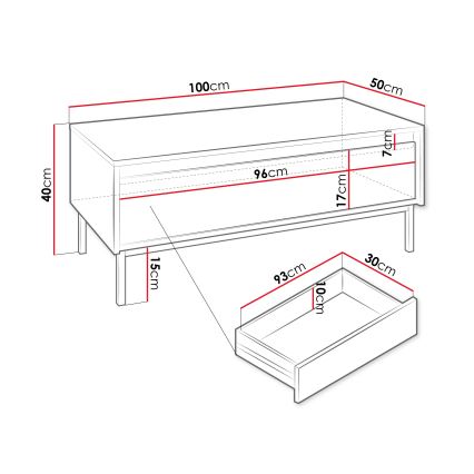 Konferenču galdiņš OZMI 40x100 cm melns