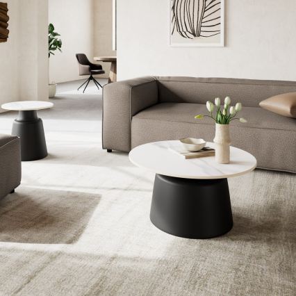 Konferenču galdiņš SANTORINI Ø 70 cm balts/melns/keramika