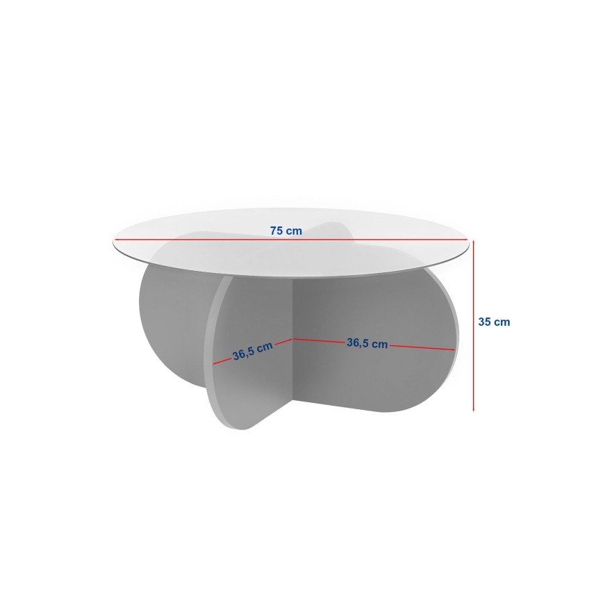 Konferenču galds BUBBLE Ø 75 cm bēšs/caurspīdīgs