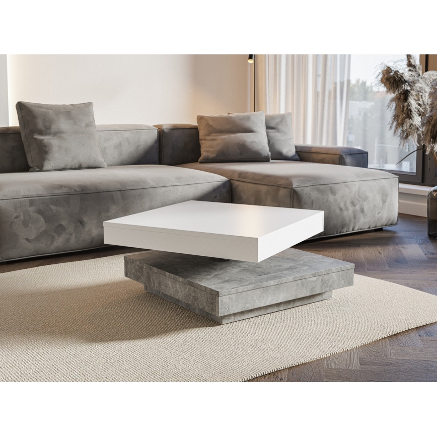 Konferenču galds TIMO, balts/pelēks ar betona virsmu