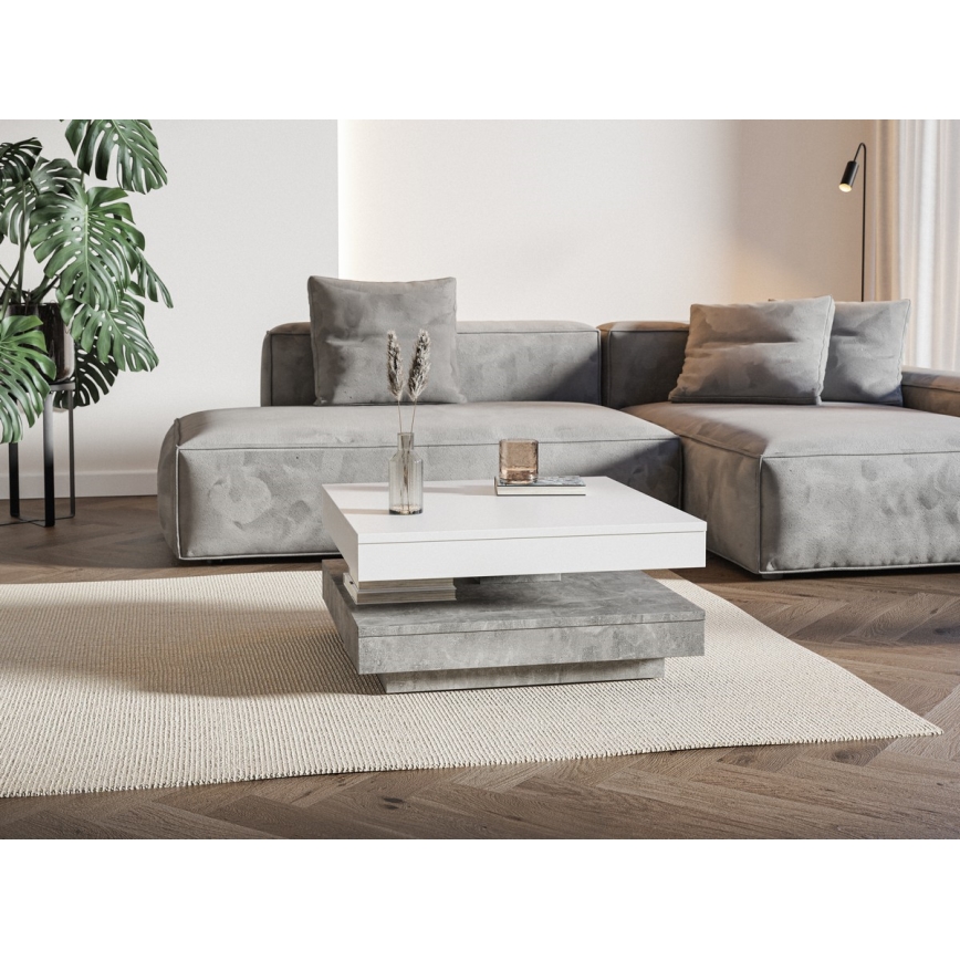 Konferenču galds TIMO, balts/pelēks ar betona virsmu