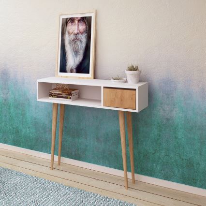 Konsoles galds KIOGI 94x100 cm balts/bēšs
