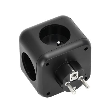 Kontaktligzdas sadalītājs ar slēdzi LINEA 3x230V + 4xUSB A/C melna