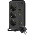 Kontaktligzdas sadalītājs ar slēdzi LINEA 3x230V + 5xUSB A/C SCHUKO 5 m melna