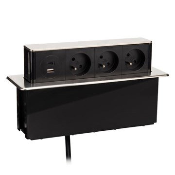 Kontaktligzdu stabs galda virsmai 3x230V + USB-A + USB-C