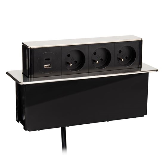 Kontaktligzdu stabs galda virsmai 3x230V + USB-A + USB-C