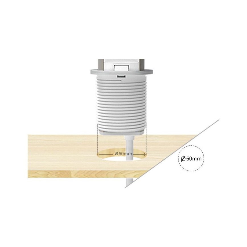 Kontaktligzdu stabs galda virsmai, 3×230 V