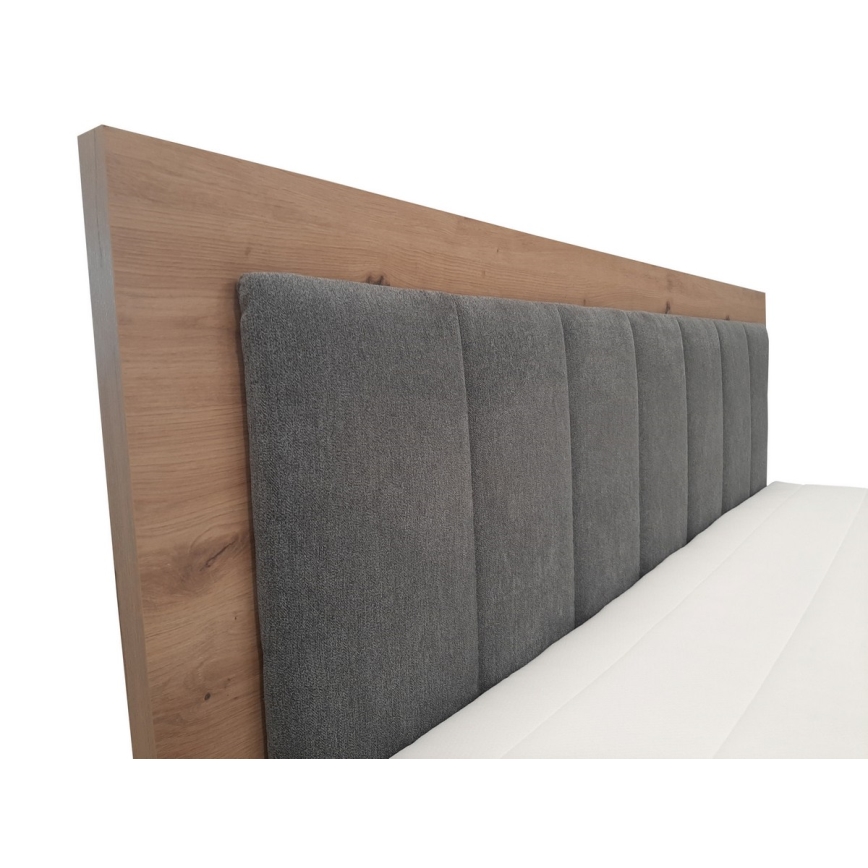 Kontinentālā gulta ar matračiem un virsmatraci, ar glabāšanas vietu JASMINE 180x200 cm pelēka