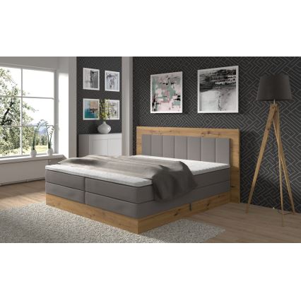 Kontinentālā gulta ar matračiem un virsmatraci, ar glabāšanas vietu JASMINE 180x200 cm pelēka