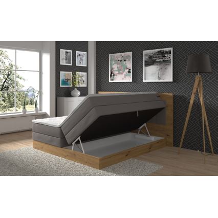 Kontinentālā gulta ar matračiem un virsmatraci, ar glabāšanas vietu JASMINE 180x200 cm pelēka