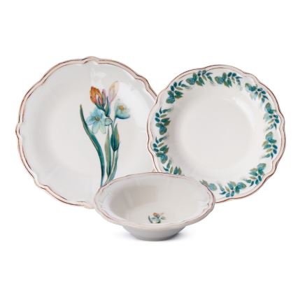 Krāsaina 18 daļu porcelāna servīze