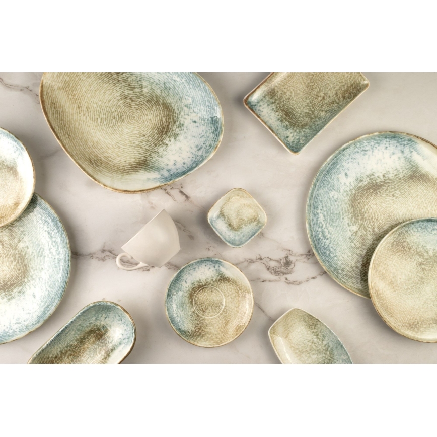 Krāsains 18 daļu porcelāna trauku komplekts