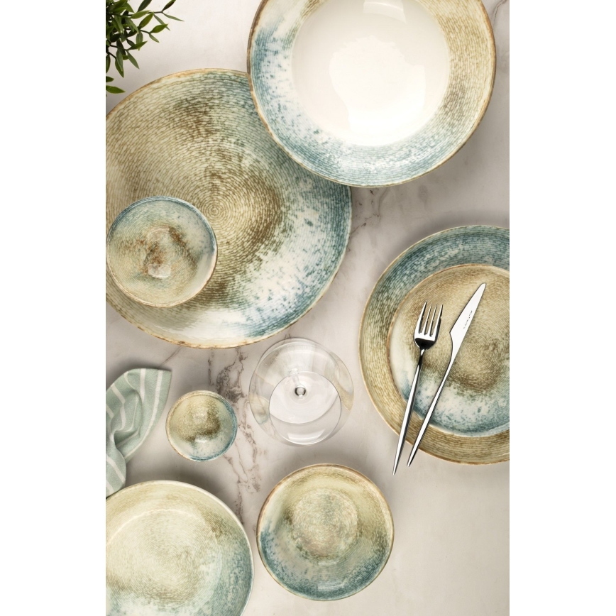 Krāsains 18 daļu porcelāna trauku komplekts