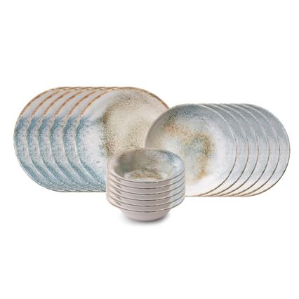 Krāsains 18 daļu porcelāna trauku komplekts