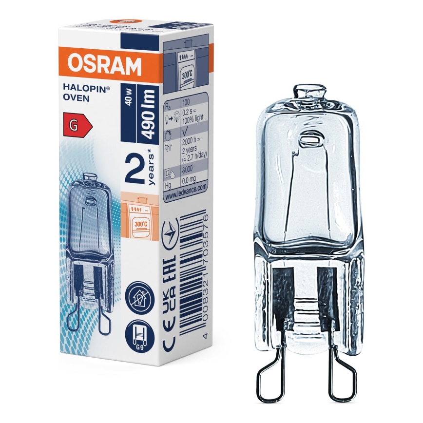 Krāsns spuldze HALOPIN G9/40W/230V 2700K - Osram