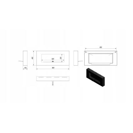 Kratki - Sienas BIO Kamīns 40x90 cm 1,5kW melna