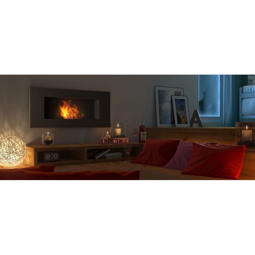 Kratki - Iebūvējams BIO Kamīns 40x90 cm 2kW melna