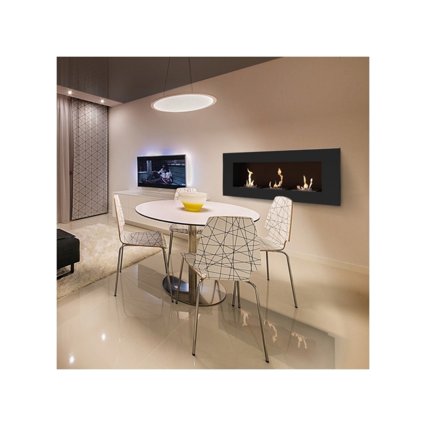 Kratki - Iebūvējams BIO Kamīns 40x120 cm 3x1,1kW melna