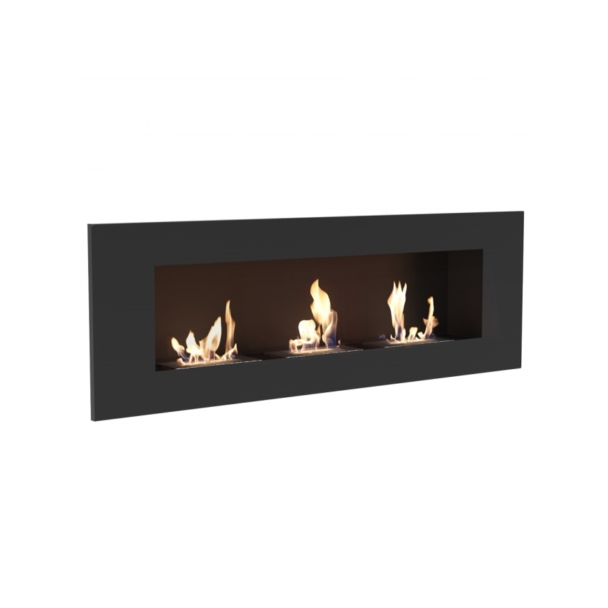 Kratki - Iebūvējams BIO Kamīns 40x120 cm 3x1,1kW melna