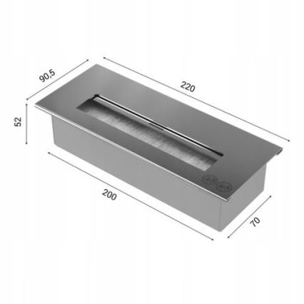 Kratki - Iebūvējams BIO Kamīns 40x120 cm 3x1,1kW melna