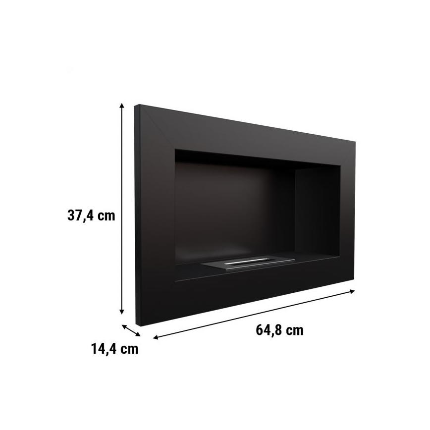 Kratki - Iebūvējams BIO Kamīns 37,4x64,8 cm 1kW melna