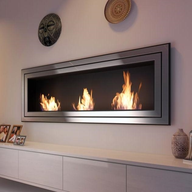 Kratki - Iebūvējams BIO kamīns 65x180 cm 3x2,5kW spīdīgi hromēts
