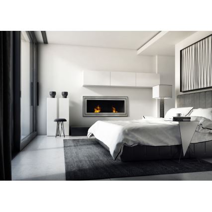 Kratki - Iebūvējams BIO kamīns 65x180 cm 3x2,5kW spīdīgi hromēts