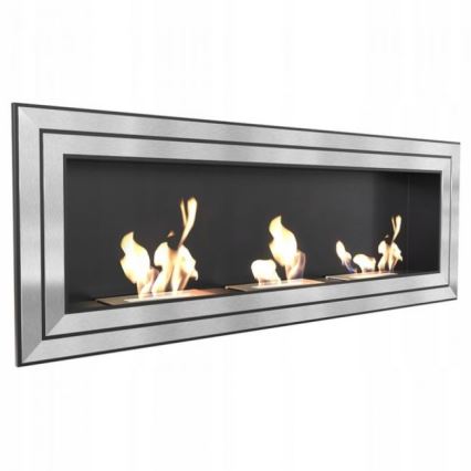 Kratki - Iebūvējams BIO kamīns 65x180 cm 3x2,5kW spīdīgi hromēts