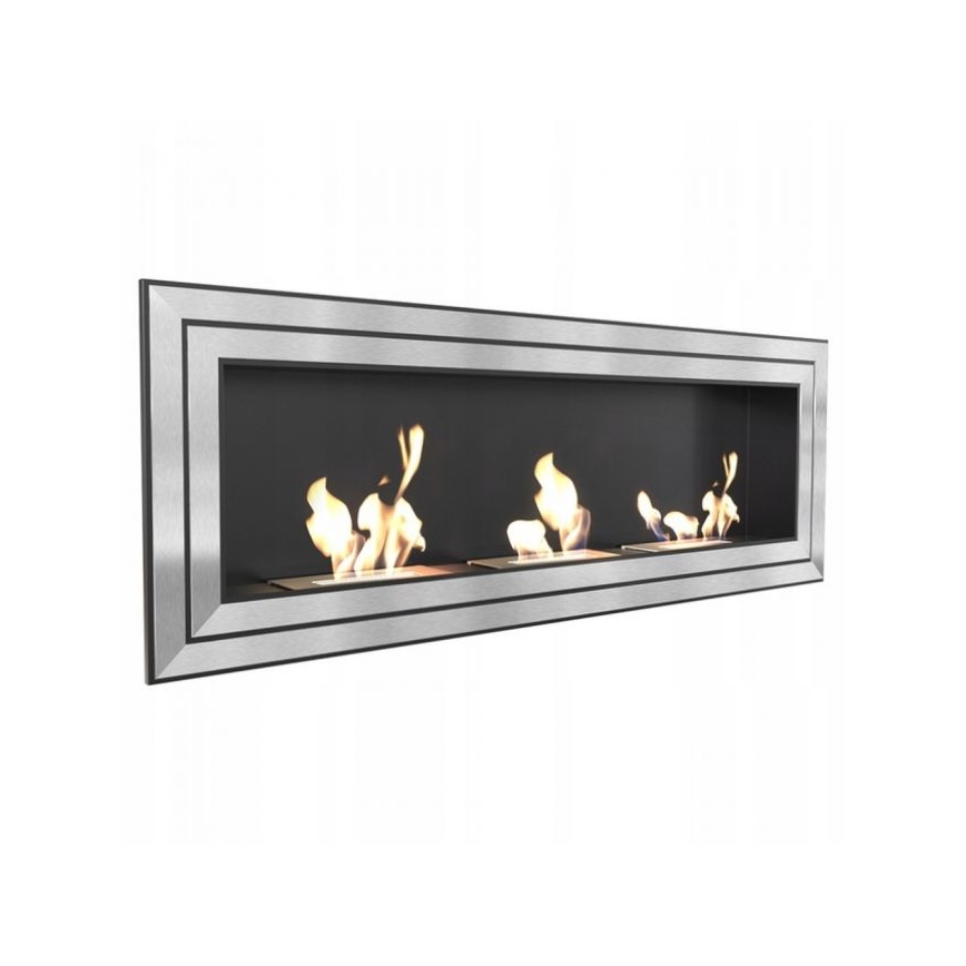Kratki - Iebūvējams BIO kamīns 65x180 cm 3x2,5kW spīdīgi hromēts