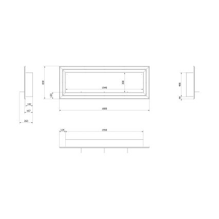 Kratki - Iebūvējams BIO kamīns 65x180 cm 3x2,5kW spīdīgi hromēts