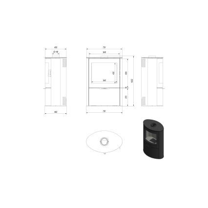 Kratki - Tērauda kamīns 10kW 150mm balta