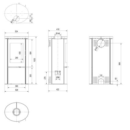 Kratki - Tērauda kamīns 8kW 150mm