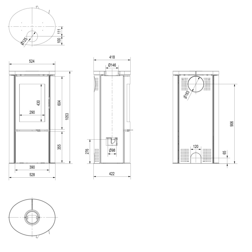 Kratki - Tērauda kamīns 8kW 150mm
