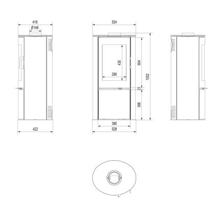 Kratki - Tērauda kamīns 8kW 150mm