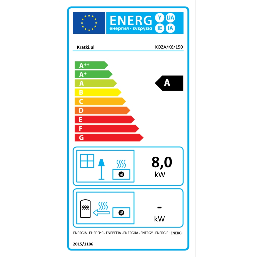 Kratki - Čuguna kamīns 8kW 150mm