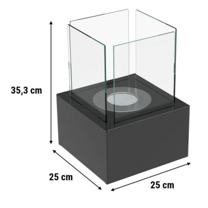 Kratki - BIO Kamīns 35,3x25 cm 1kW melna