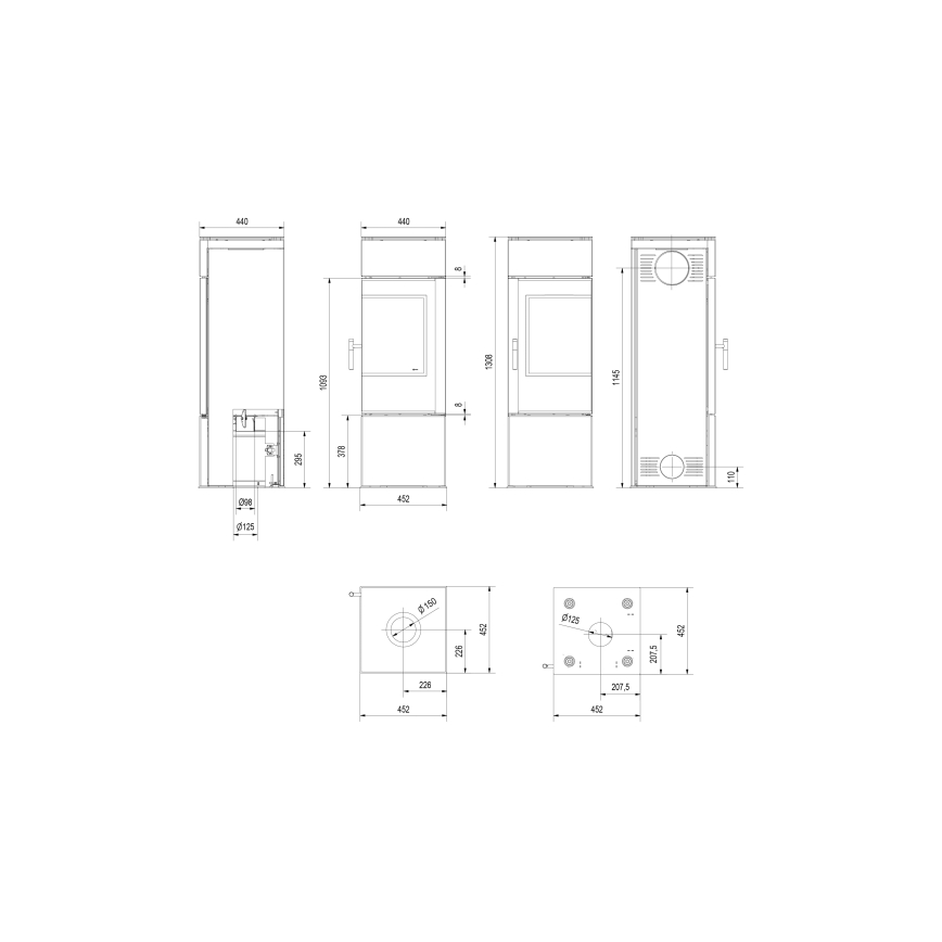 Kratki - Tērauda kamīns 8kW 150mm