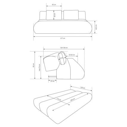 Krēmkrāsas izvelkamais trīsvietīgais dīvāns FANO