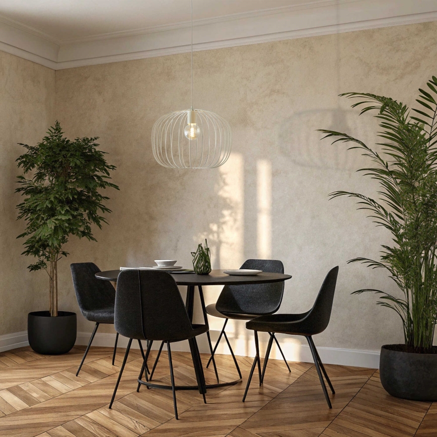 Krēmkrāsas pakaramā lampa ar vadu OVELLA 1xE27/15W/230V Ø 46 cm