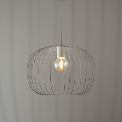 Krēmkrāsas pakaramā lampa ar vadu OVELLA 1xE27/15W/230V Ø 46 cm