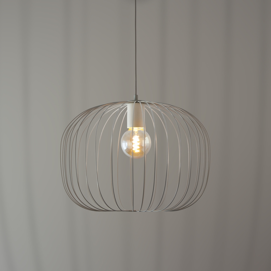 Krēmkrāsas pakaramā lampa ar vadu OVELLA 1xE27/15W/230V Ø 46 cm