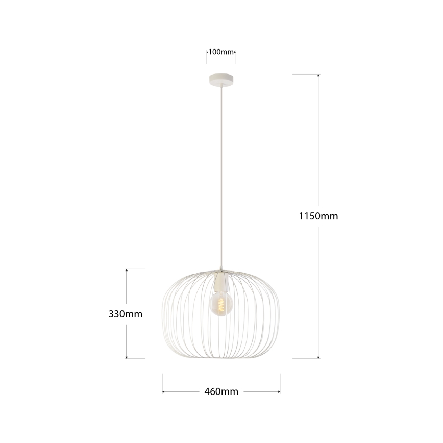 Krēmkrāsas pakaramā lampa ar vadu OVELLA 1xE27/15W/230V Ø 46 cm